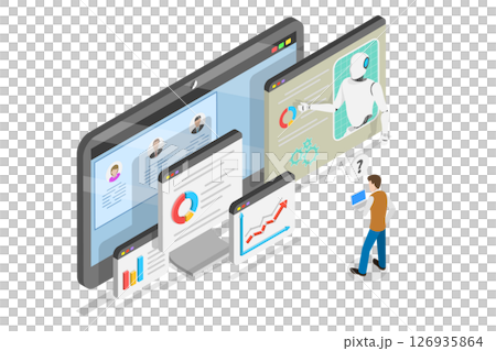 3D Isometric Flat  Illustration of AI-Driven Shopping, User Activity Analysis 126935864