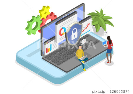 3D Isometric Flat Illustration of Cyber Security, Online Risks Management 3D Isometric Flat Illustration of Cyber Security, Online Risks Management 126935874