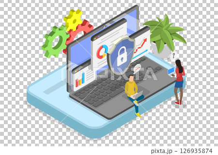 3D Isometric Flat Illustration of Cyber Security, Online Risks Management 3D Isometric Flat Illustration of Cyber Security, Online Risks Management 126935874