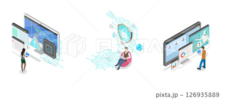 3D Isometric Flat  Illustration of AI Security Threats, AI-powered Cybersecurity 126935889