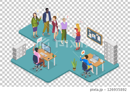 3D Isometric Flat Illustration of New Members of a Team , Company Onboarding Process 3D Isometric Flat Illustration of New Members of a Team , Company Onboarding Process 126935892