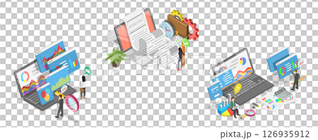 3D Isometric Flat Illustration of IT Project Management, Financial Analysis Report 3D Isometric Flat Illustration of IT Project Management, Financial Analysis Report 126935912