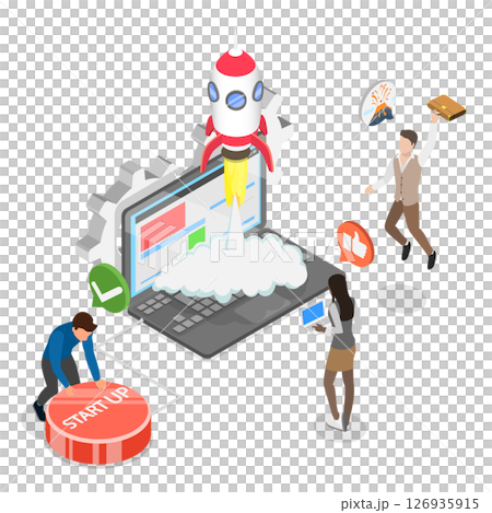 3D Isometric Flat  Illustration of StartUp, Project Launch 126935915