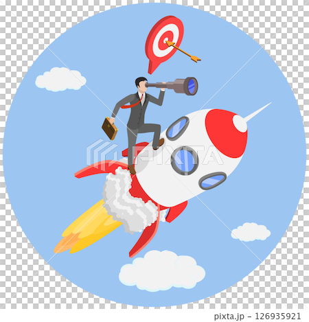 3D Isometric Flat Illustration of New Business Strategy, Goal Achievement 3D Isometric Flat Illustration of New Business Strategy, Goal Achievement 126935921