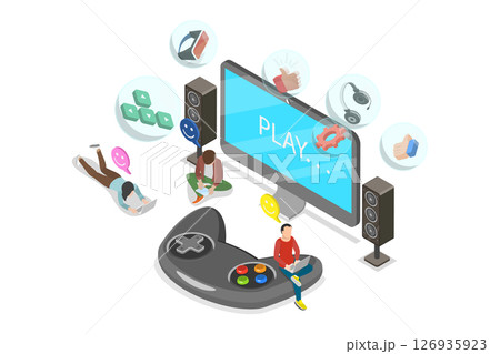 3D Isometric Flat  Illustration of Gaming and Entertainment, Esports 126935923