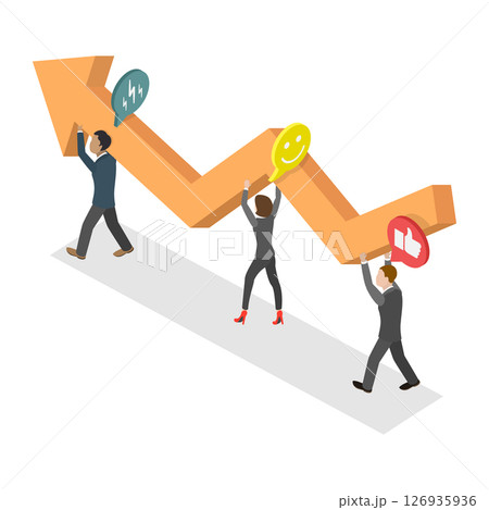 3D Isometric Flat  Illustration of Business Development and Progress , Company Profit Increase 126935936