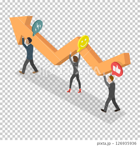 3D Isometric Flat  Illustration of Business Development and Progress , Company Profit Increase 126935936