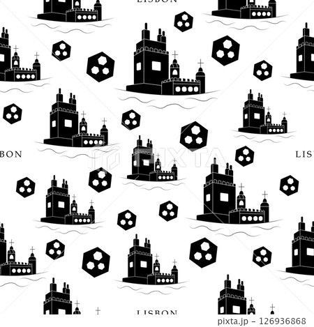 Lisbon, black and white seamless pattern Lisbon, black and white seamless pattern 126936868