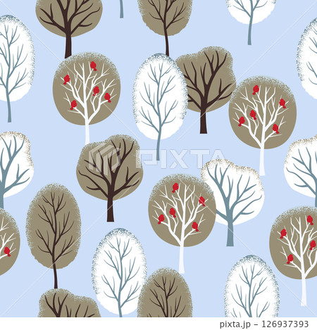 Seamless abstract winter trees pattern. Vector winter forest background Seamless abstract winter trees pattern. Vector winter forest background 126937393