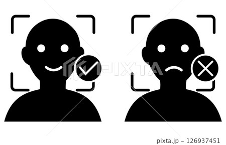 顔認証の成功と失敗を示すシルエット 顔認証の成功と失敗を示すシルエット 126937451