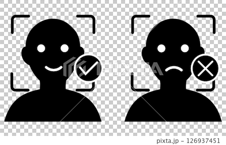 Silhouettes showing success and failure of face recognition Silhouettes showing success and failure of face recognition 126937451