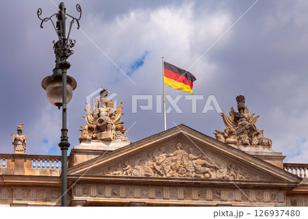 German Historical Museum with flag in Berlin Germany German Historical Museum with flag in Berlin Germany 126937480