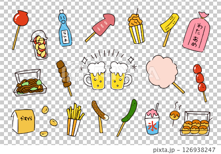 Summer festival food and drink illustration set 126938247
