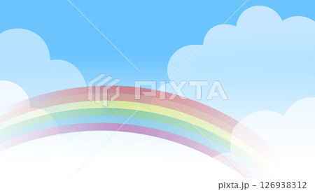 空と虹　背景　さわやか　明るい　夏　ベクター　イラスト　BG 126938312
