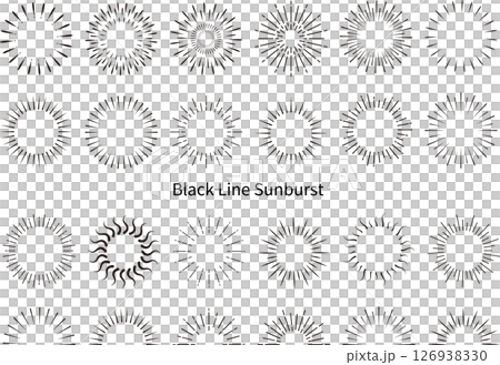 Set of black sunburst fireworks 126938330