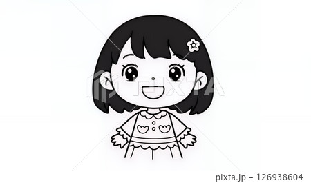 可愛い女の子の塗り絵 126938604