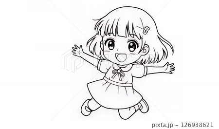 可愛い女の子の塗り絵 126938621