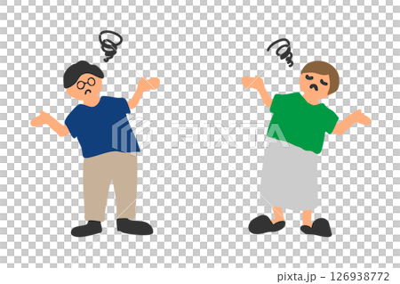 Illustration of a troubled man and woman who are at their wits' end Illustration of a troubled man and woman who are at their wits' end 126938772