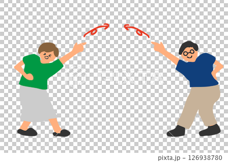 テンションの高く踊る愉快な男女のイラスト テンションの高く踊る愉快な男女のイラスト 126938780