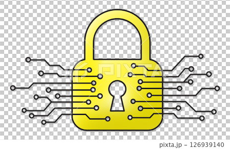 Lock and digital circuit icon illustration symbolizing cyber security measures Lock and digital circuit icon illustration symbolizing cyber security measures 126939140
