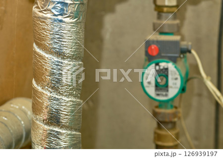 Water pipe insulated with metal foil, pressure sensor 126939197