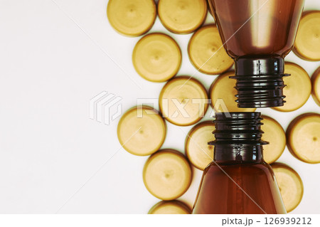 Brown plastic bottles with corks for beer,kvass,lemonade,ale,malt 126939212
