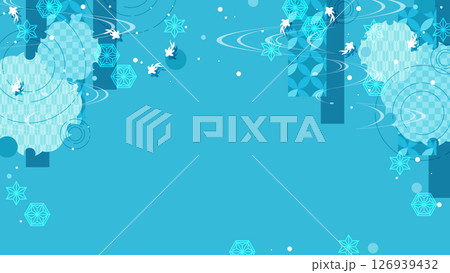 空色、金魚の和風背景 126939432