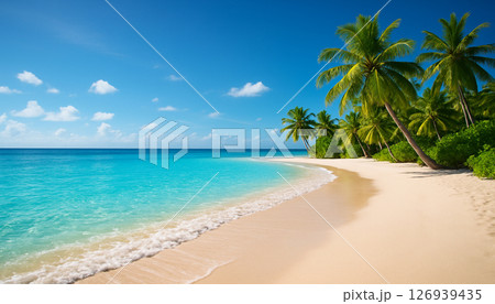 実在しない楽園のプライベートビーチ背景（AI生成） 126939435