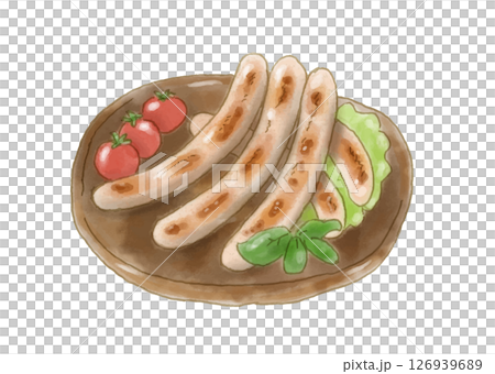 水彩手書き風手作りソーセージ 126939689