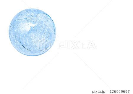 Broken blue glass ball. Unfulfilled hopes, collapse, loss 126939697