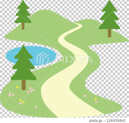 山の風景と山道のイラスト 山の風景と山道のイラスト 126939842
