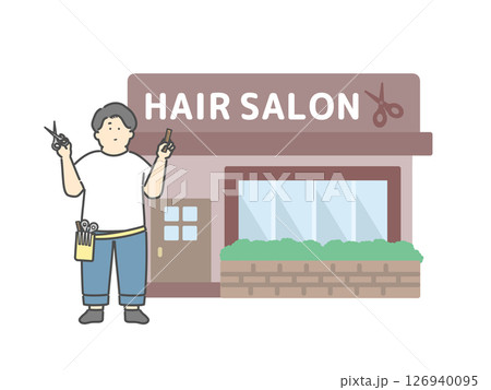 美容師  美容室  ヘアサロン  建物  イラスト 126940095
