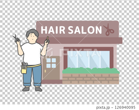 美容師  美容室  ヘアサロン  建物  イラスト 126940095