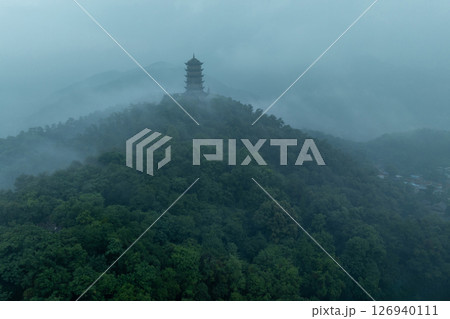 Aerial view of landscape in dujiangyan,Sichuan province,China 126940111