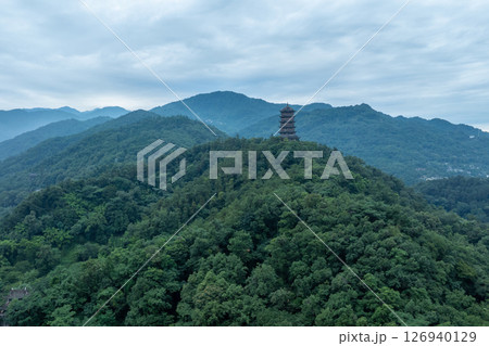Aerial view of landscape in dujiangyan,Sichuan province,China Aerial view of landscape in dujiangyan,Sichuan province,China 126940129