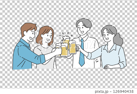 Colleagues toasting at a drinking party 126940438