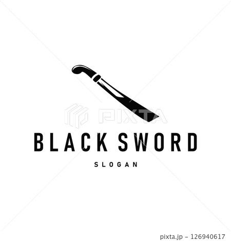 sword logo design, a tool of war and cutting with a simple black silhouette, illustration of a sword symbol template for a product or business brand sword logo design, a tool of war and cutting with a simple black silhouette, illustration of a sword symbol template for a product or business brand 126940617