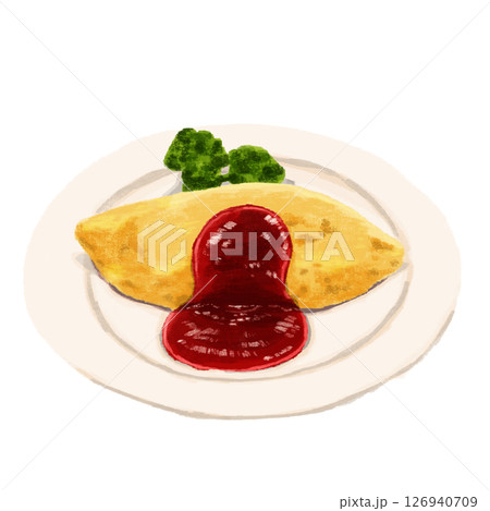 水彩で描いたオムライス 126940709