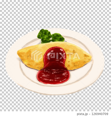 水彩で描いたオムライス 126940709