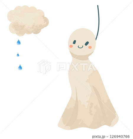 雨雲と笑顔がかわいいてるてる坊主 雨雲と笑顔がかわいいてるてる坊主 126940766