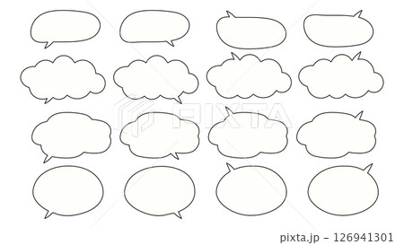 シンプルかわいい縁あり吹き出しベクターセット 126941301