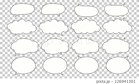 シンプルかわいい縁あり吹き出しベクターセット 126941301