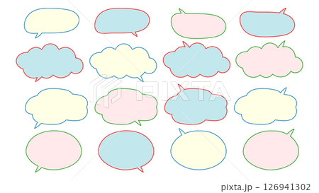 シンプルかわいいパステル色吹き出しセット シンプルかわいいパステル色吹き出しセット 126941302