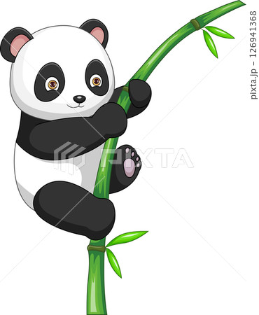 cute baby panda climbing on bamboo tree cartoon cute baby panda climbing on bamboo tree cartoon 126941368