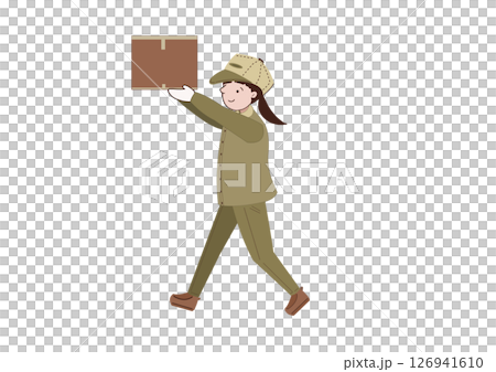 一名從事快遞行業的女士正在搬運行李 126941610