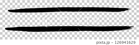 用畫筆畫的兩條線，帶有污跡和划痕的自然線條 126941629