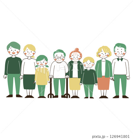 人物の全身立ち絵_3世代家族 126941801