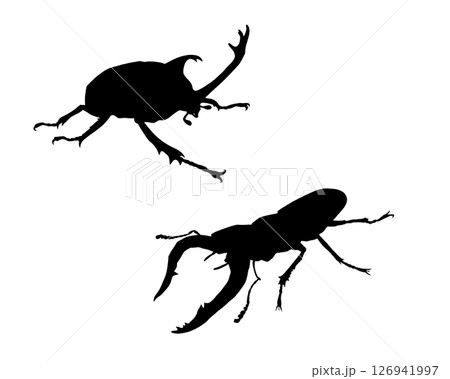 カブトムシとクワガタムシのシルエットイラストセット 126941997