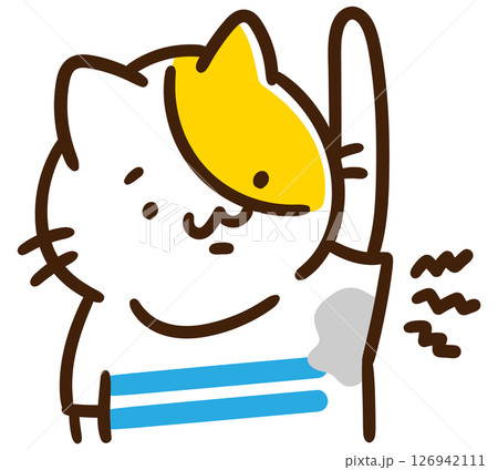 脇汗が気になるかわいいねこのキャラクターのデフォメルメイラスト 126942111
