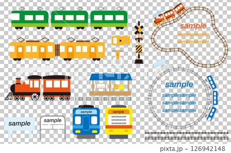 火車簡單插畫設計框架素材集 126942148